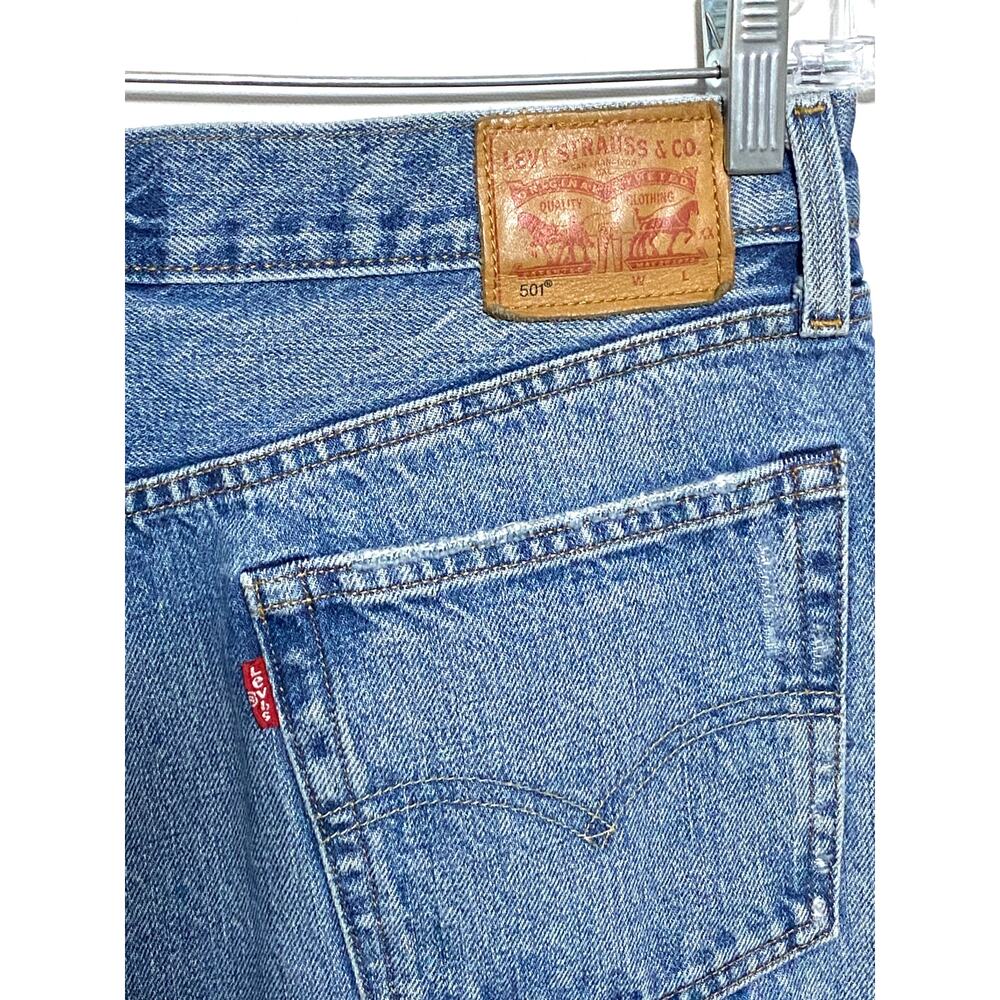 Levis 501 Japanese Denim Raw Hem Jeans Womens 32x27 Boyfriend Distressed Grunge - Picture 7 of 14